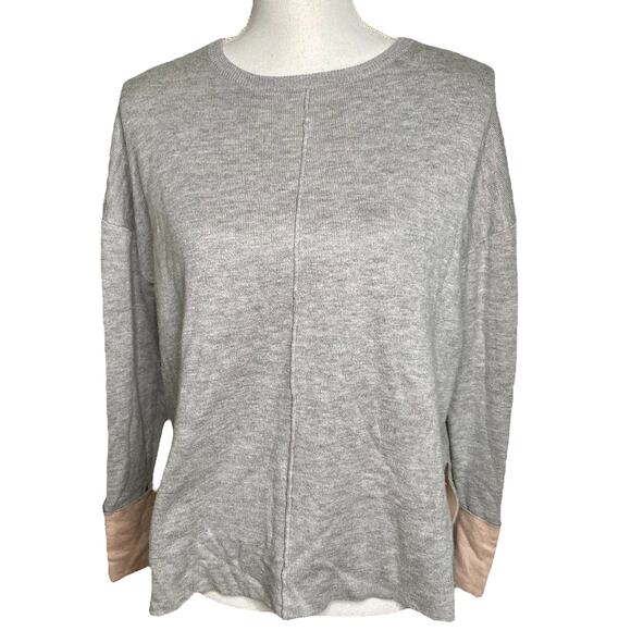 Akini Long Sleeve Sweatshirt Sweater Gray and Pink Side Slit Women's Size XS - Picture 1 of 7